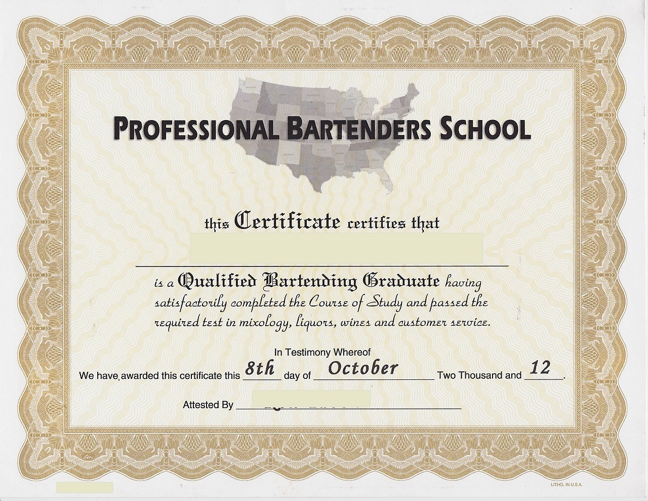 bartending license