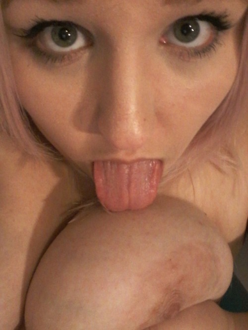 unknownsubgirl01:Old pic of me licking my tit while taking a...