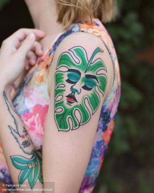 By Patryk Hilton, done in Bydgoszcz. http://ttoo.co/p/35437 contemporary;facebook;leaf;medium size;monstera deliciosa leaf;nature;patrykhilton;shoulder;twitter