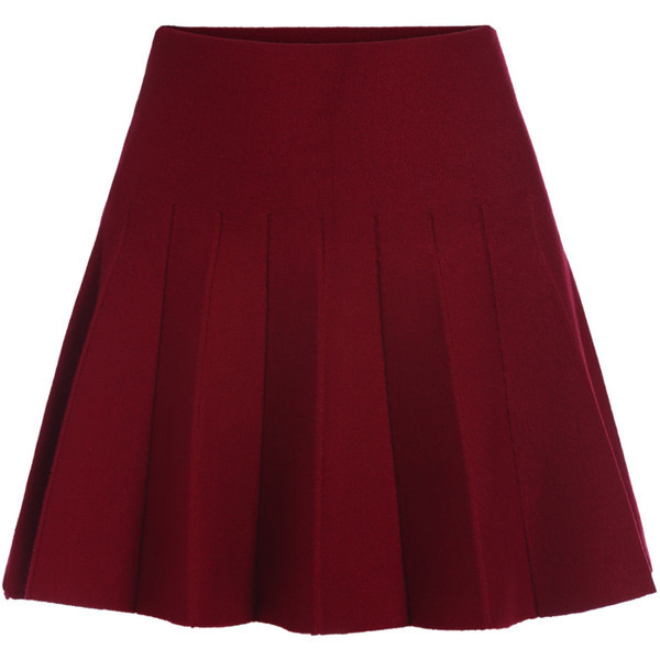 Tasty — Elastic Waist Flare Maroon Skirt liked on...