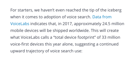 Voice search writing linked to content featuring stats and data Voice search writing linked to content featuring stats and data