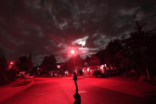 art cool dark dark clouds glow grunge panorama red street street light street view red glow