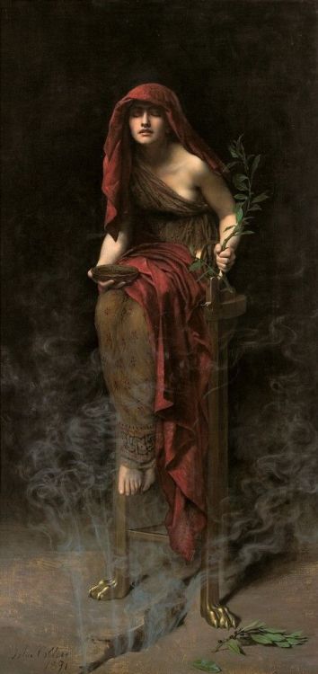 womeninarthistory:Priestess of Delphi, 1891,  John Collier