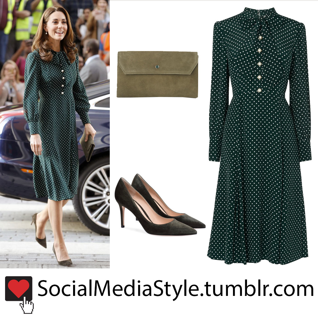 Social Media Style Kate Middleton S Green Polka Dot Dress And