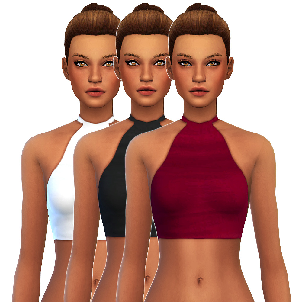 Sims 4 Custom Content Finds - littlebigshortie: Halter Crop Tops Set V2 ...