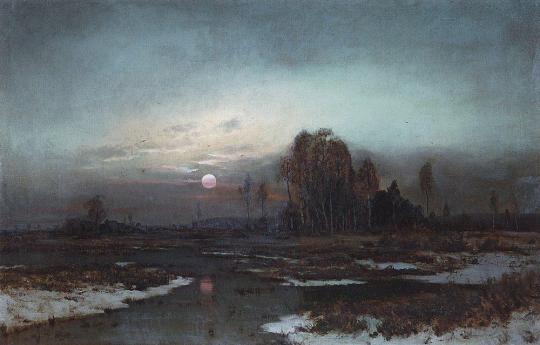 Autumn Landscape with a swampy river in the moonlight, 1871, Aleksey Savrasov