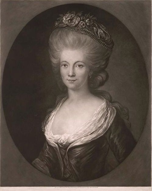 An engraving of the princesse de Lamballe, after a portrait by Antoine Vestier.