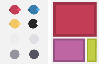 Left: My color palette. Right: Demonstrating percentage use.