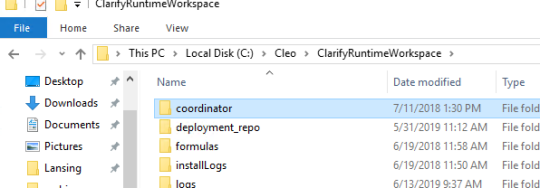 Cleo Clarify workspace coordinator directory