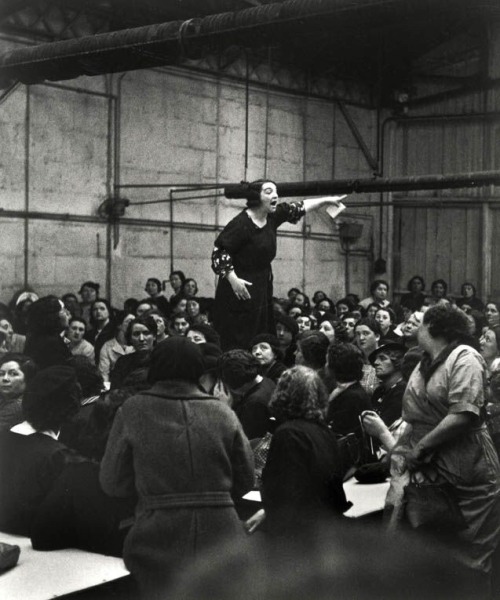 historicaltimes:Female workers during a strike at Citroen,...