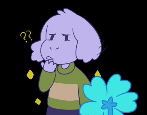 leaf-kun:asriel showing chara around!