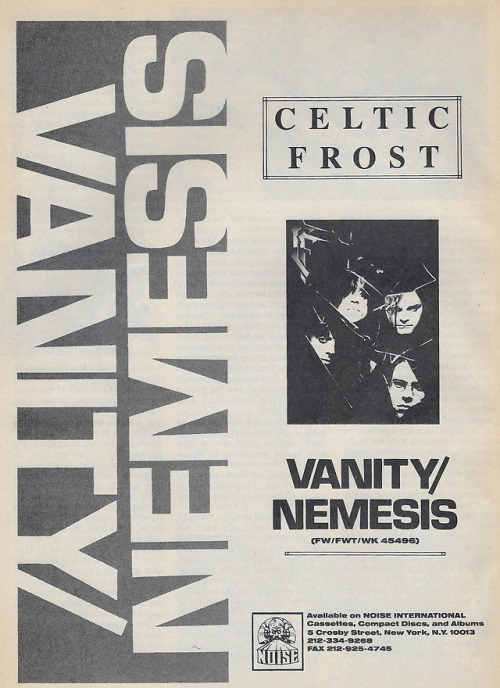 Celtic Frost - Vanity/NemesisJuly 1990