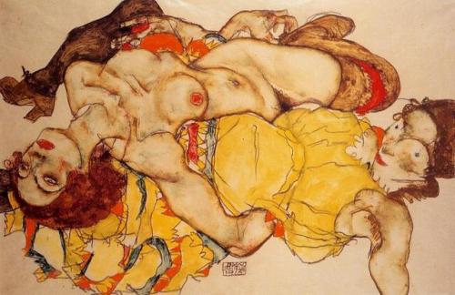 artist-schiele:Two Girls Lying Entwined, Egon SchieleMedium:...