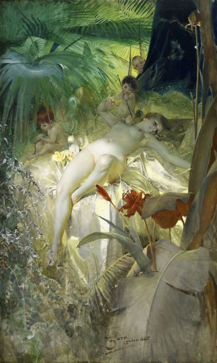 la-catharsis:Anders Zorn - Love nymph (1885)