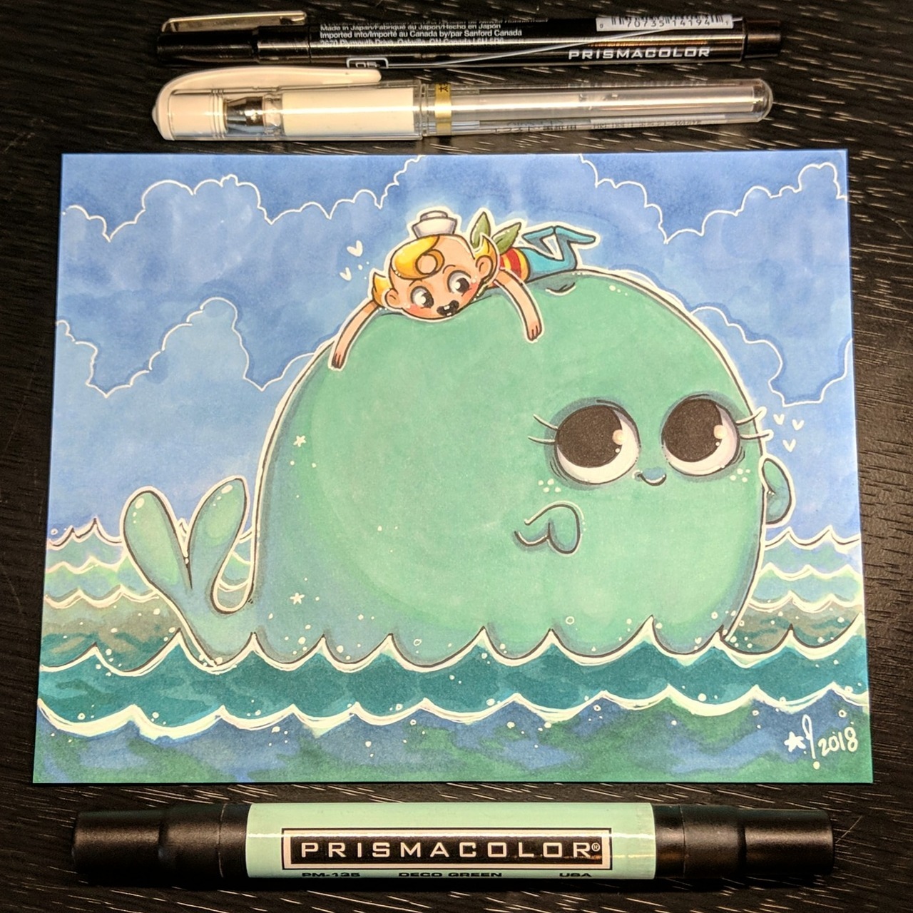 , Inktober day 12 - Whale ft. Flapjack and Bubbie 💕