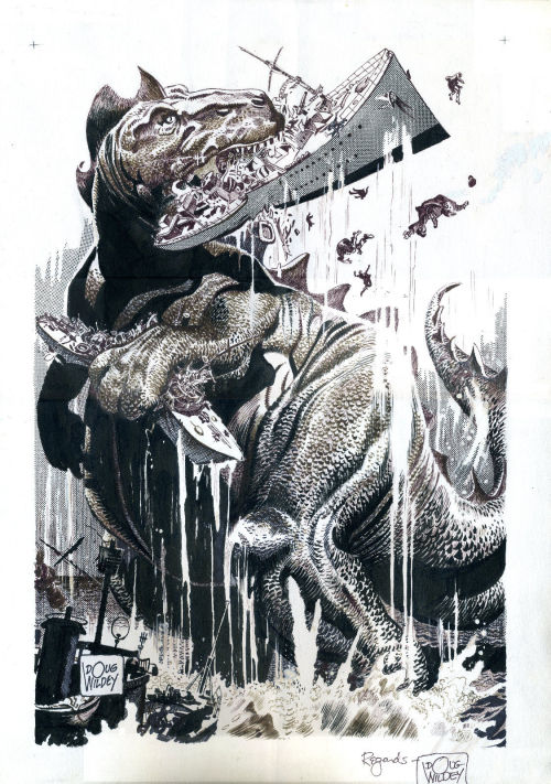 rodrigobaeza:Doug Wildey: Godzilla pinup (1988)(Source:...