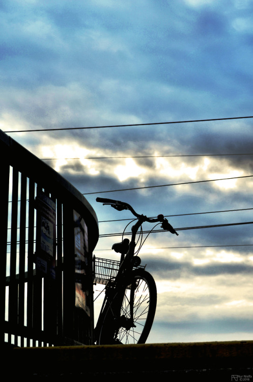 Bici aparcada en un puente sobre el Danubio. Viena. ©Nur Nielfa...