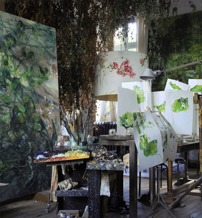 French artist Claire Basler lives and paints in her home Château de Beauvoir where she creates huge paintings of flowers. The place looks blooming - an eternal summer