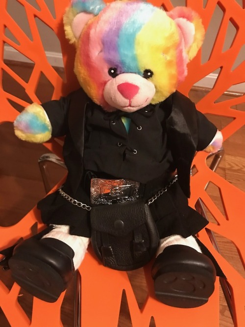 teddy bear wearing a kilt