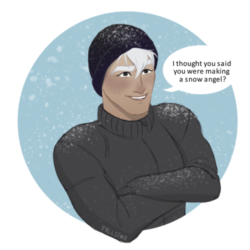 yallstar:drawlloween day 7 - wintershiro, trying to get his...