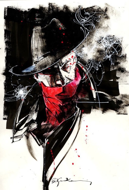 twofistedpulp:The Shadow by Bill Sienkiewicz.