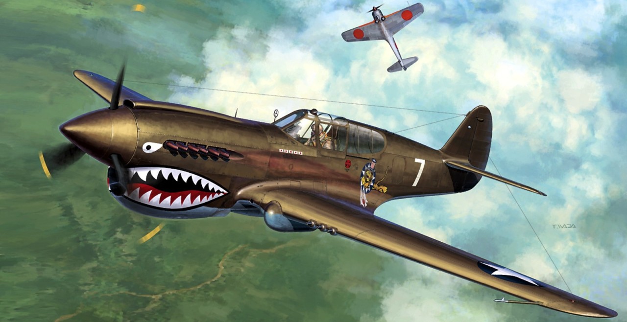 Pinturas Aviación II Guerra Mundial — 1942 P-40 Warhawk Flying Tigers ...