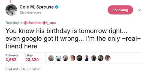 betty-and-jughead:Hehe Lili was wishing KJ a Happy Birthday by...