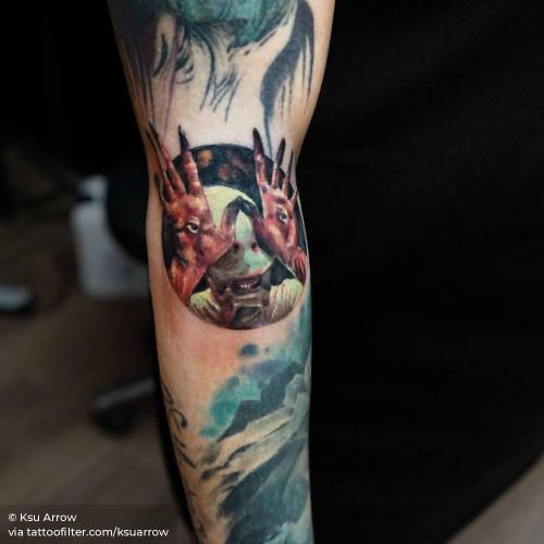 By Ksu Arrow, done in Moscow. http://ttoo.co/p/34137 contemporary;facebook;film and book;forearm;illustrative;ksuarrow;monster;mythology;pan s labyrinth;pop art;small;twitter