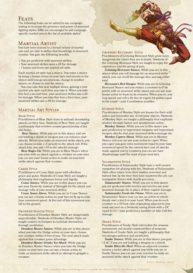 DnD 5e Homebrew — Martial Arts Feats by coolgamertagbro / Sterling...