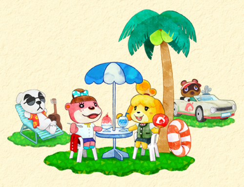 triviacrossing:Summer-themed promotional artwork for Happy Home...