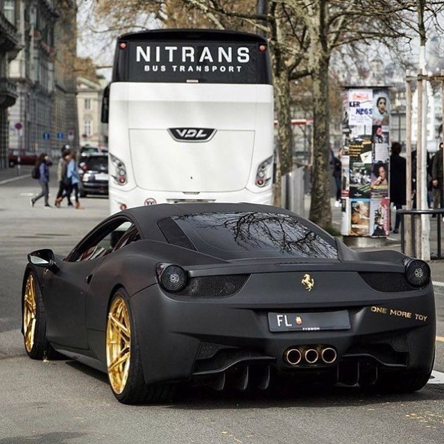 The Luxury Lifestyle Magazine — Matte Black Ferrari 458 with gold ...