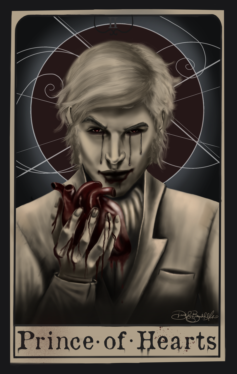 â€˜Prince of Heartsâ€™ from Stephanie Garberâ€™s book â€˜Legendaryâ€™, sequel to â€˜Caravalâ€™. Iâ€™m potentially going to do a series of these tarot cards for all the characters!