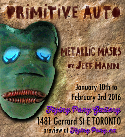 Masks created by Jeff Mann using recycled auto parts