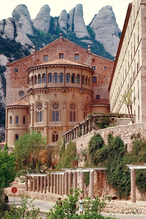 Benedictine Monastery, Monserrat, Barcelona, Spain. Photo...