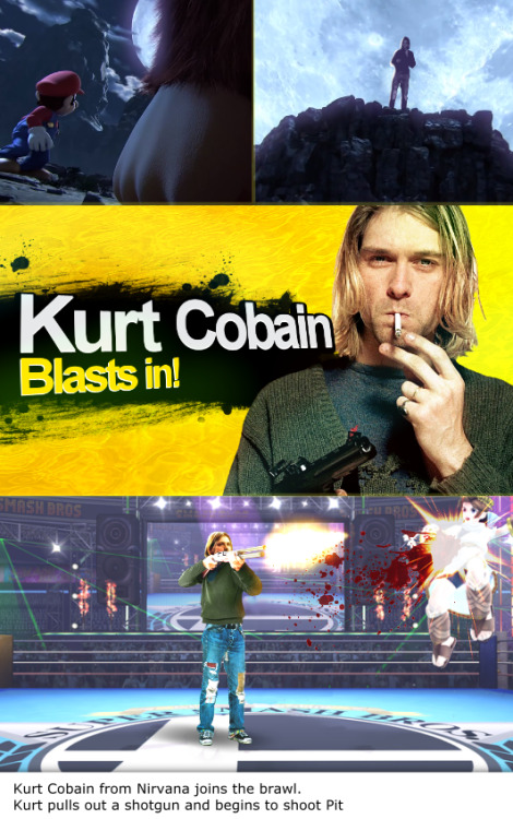 Kurt Cobain from Nirvana joins the brawl. Kurt pulls out a...