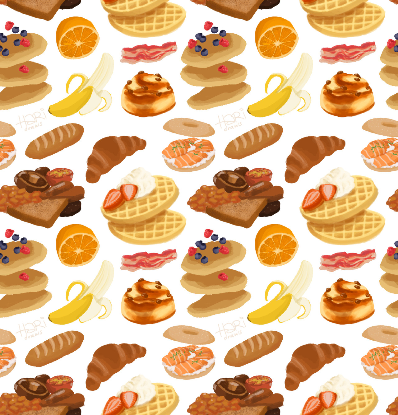 Eatsleepdraw Breakfast Food Pattern By Haridraws On Tumblr