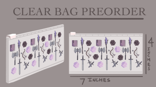 I’m opening preorders for Clear Bags! There are a limited...