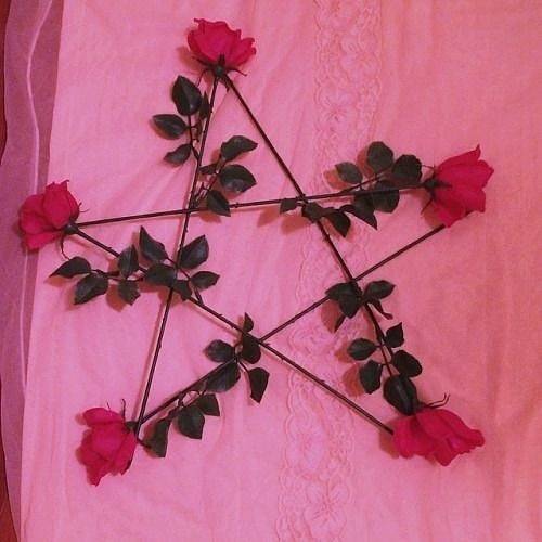 pink red rose flower pentagram satanist satanism 666 satan evil babe cute kawaii aesthetic pink pink aesthetic alternative grunge girly witch magic