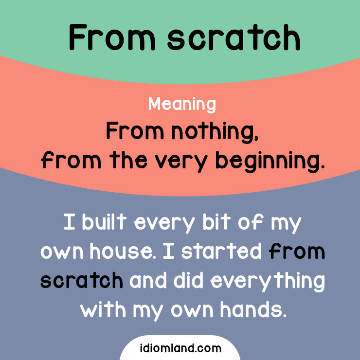 Idiom Land — Idiom of the day: From scratch. Meaning: From...