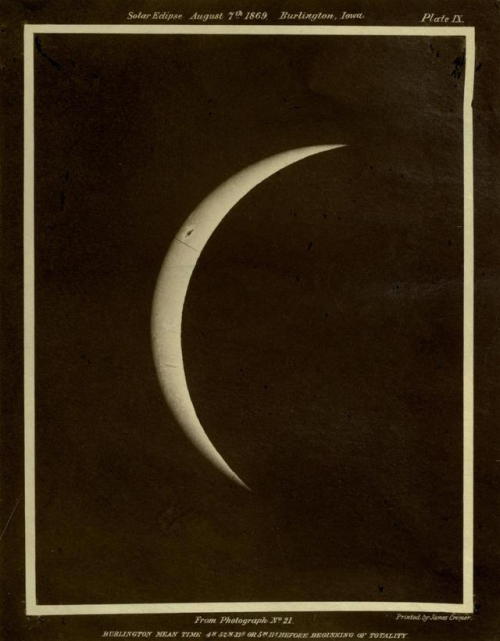 humanoidhistory:A solar eclipse, observed from Burlington, Iowa,...