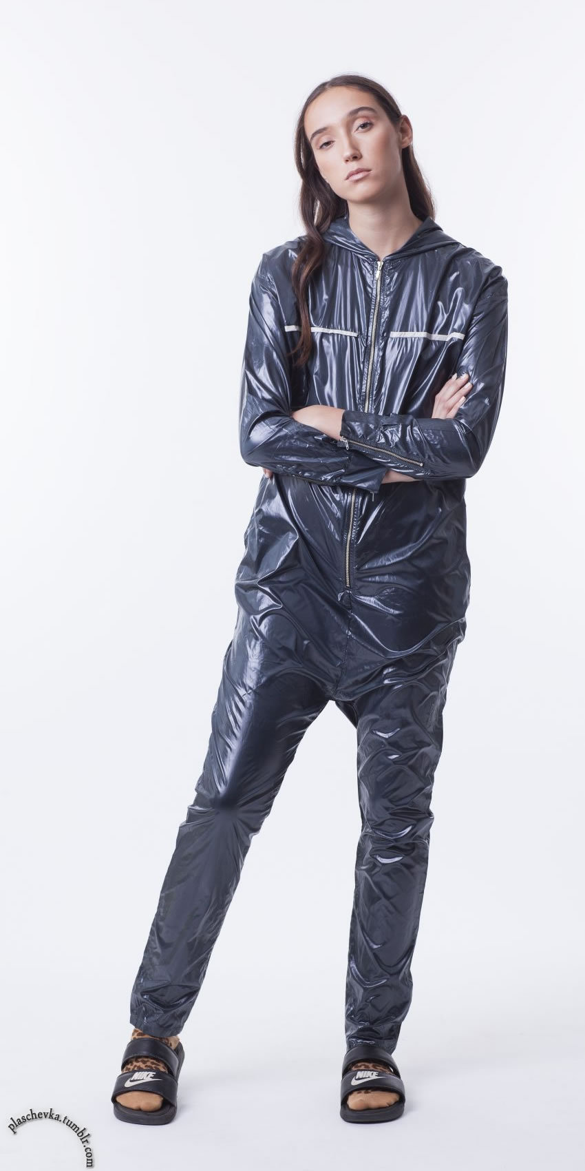 shiny nylon jumpsuit
