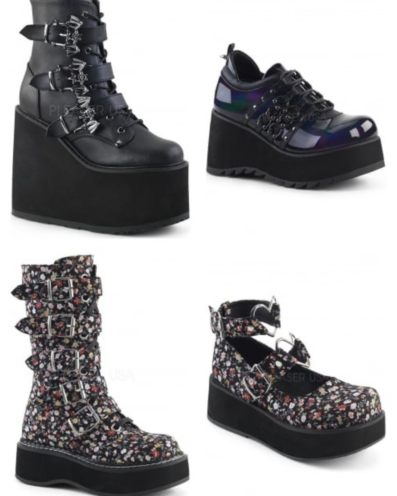 demonia floral boots