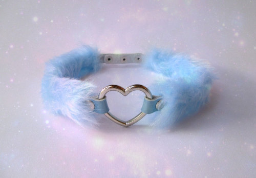 fur choker mature pastel choker fluffy choker kawaii choker pastel blue furry collar choker