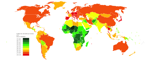 Fertility rate by country, 2012 Data:... - Maps on the Web