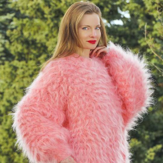 Pink oversized fuzzy mohair  dress by SuperTanya  