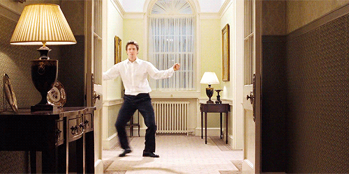 gif of Hugh Grant dancing from Love Actually