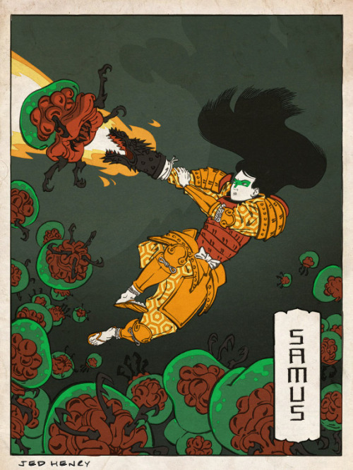 wilwheaton:izrablack:Ukiyo-E Heroes (Illustrations by Jed...