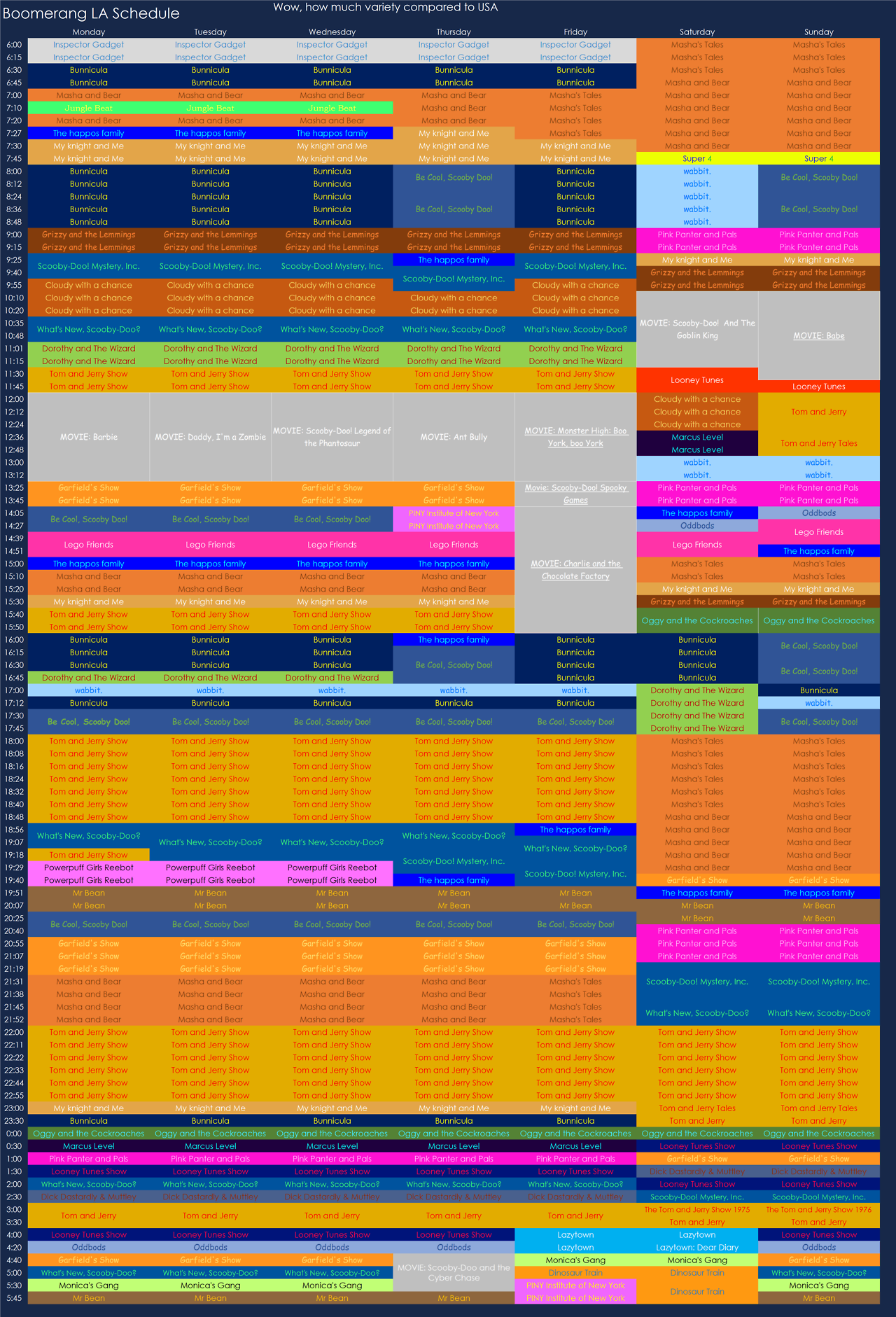 boomerang tv schedule