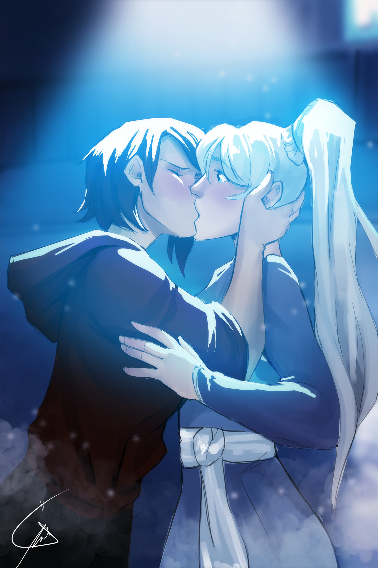 Winter kommt flocken fallen nieder. RWBY Weiss Yuri. RWBY Yuri White Rose. Вайс обнимает Винтер Юри.