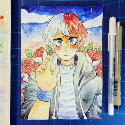 sweet-tigs:Todoroki with fire and ice roses! ❄